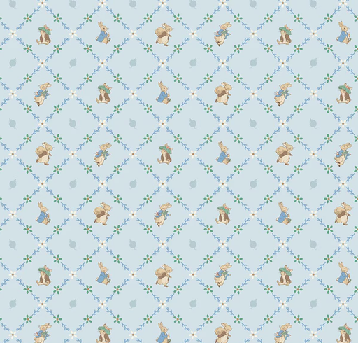 [RB-C17254-BLUE] Peter Rabbit and Benjamin Bunny Lattice Blue from Riley Blake