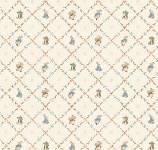[RB-C17254-CREAM] Peter Rabbit and Benjamin Bunny Lattice Cream from Riley Blake
