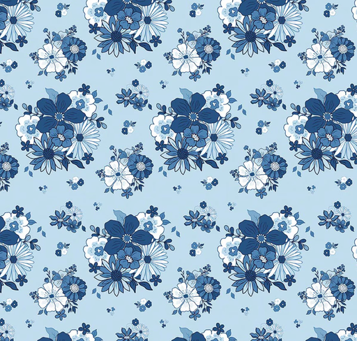 [RB-17120-BLUE] Blue Blooms and Threads Main Blue from Riley Blake