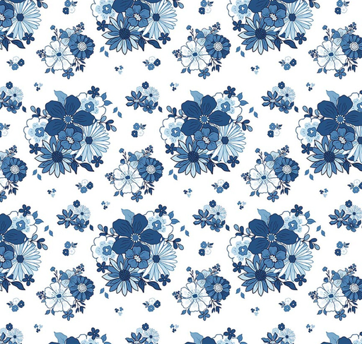 [RB-17120-WHITE] Blue Blooms and Threads Main White from Riley Blake