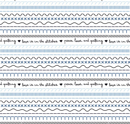 [RB-17121-WHITE] Blue Blooms and Threads Sitches White from Riley Blake