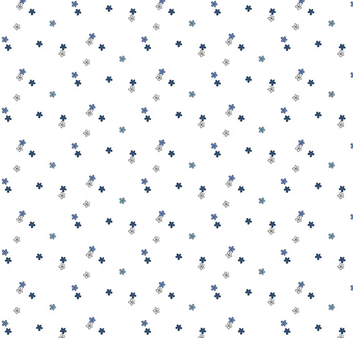 [RB-17124-WHITE] Blue Blooms and Threads Ditzy White from RIley Blake