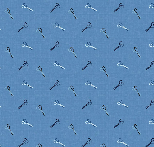 [RB-17125-BLUE] Blue Blooms and Threads Scissors Blue from Riley Blake