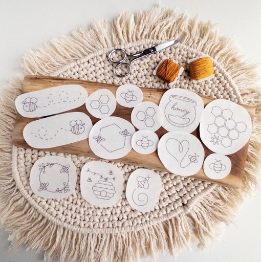 [ONC-HNYBEE] Honeybees Stick & Stitch Pattern from Olmsted Needlework Co.