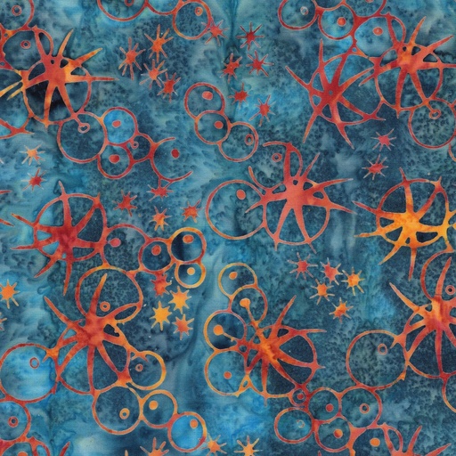 [IB-71250-1838] Starry Seas Sea Urchins Multi Blue Orange from Island Batik