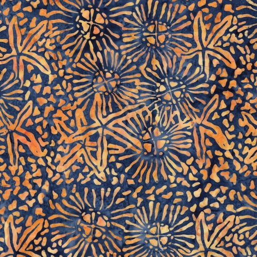 [IB-71250-6838] Starry Seas Starfish Marine Multi Blue Orange from Island Batik