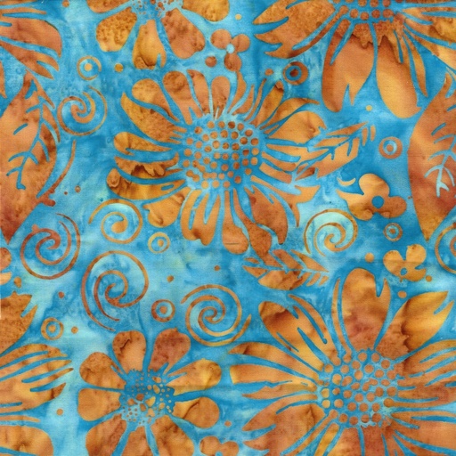 [IB-71252-2925] Bloom Grove Large Floral Teal Mermaid from Island Batik