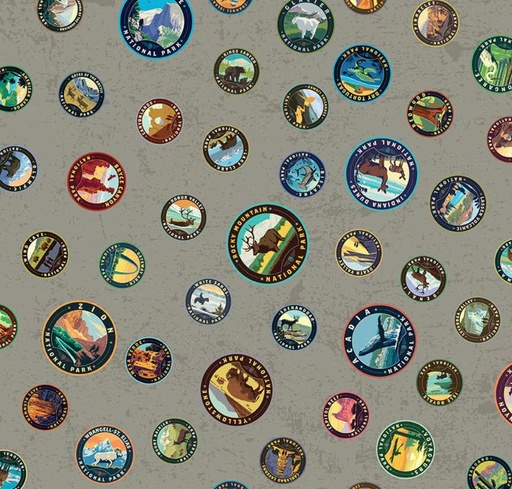 [RB-13292-GRAY] National Parks Emblems Gray by Anderson Design Group for Riley Blake Designs