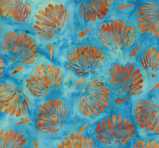 [IB-71252-6925] Bloom Grove Floral Fan Tossed Teal Mermaid from Island Batik