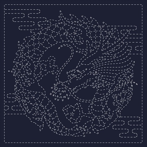 [QH-KF2025-44] Sashiko Cloth Panel Dragon Crest from QH Textiles