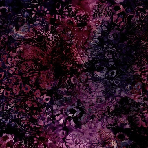 [TTR-3934-PLUM] Tonga Chateau Batiks Floral Paisley Plum by Wing and a Prayer Design for Timeless Treasures