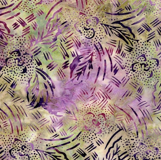 [TTR-3928-FIZZ] Tonga Chateau Batiks Dotty Floral & Leaves Fizz by Timeless Treasures
