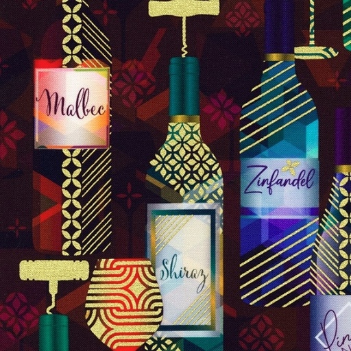 [KAUF-22742-280] Happy Hour Wine Bottles Wine by Lara Skinner for Robert Kaufman