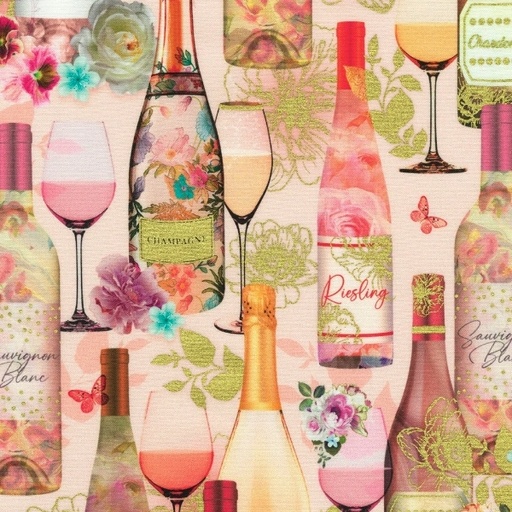 [KAUF-22743-96] Happy hour Wine Bottles and Glass Blush from Robert Kaufman