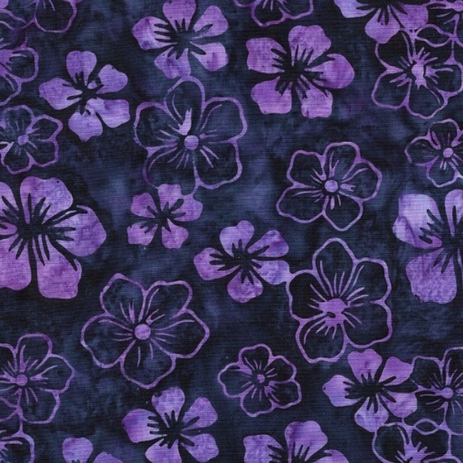 [IB-71254-0490] Berry Crush Batiks Dogwood Floral Tossed Purple Blackberry by Jerry Khiev for Island Batik