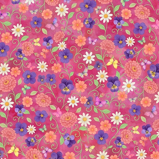 [HOF-5749-326] Things That Go From A to Z Flowers Zinnia from Hoffman Fabrics
