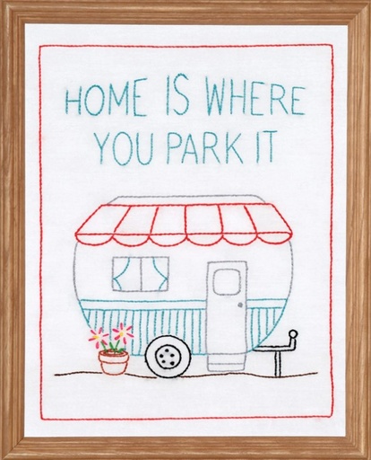 [JD-181-862] Happy Camper Hand Embroidery Sampler Pattern from Jack Dempsey Inc