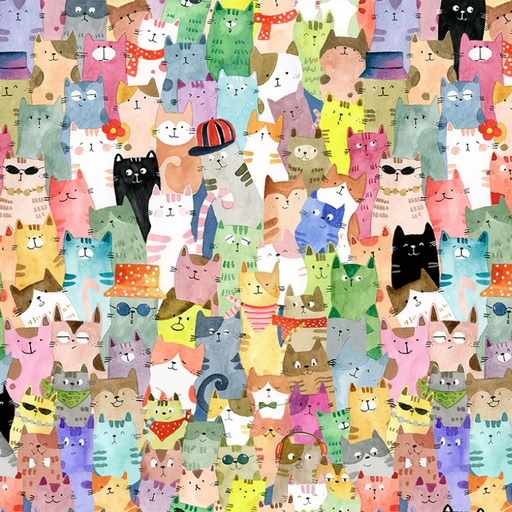 [WF-54997-1] Cats Around Town Full of Purrsonality Multi from Windham Fabrics