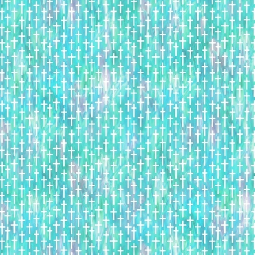 [NOR-28663-64] Risen Small Cross Turquoise Multi by Deborah Edwards for Northcott Fabrics