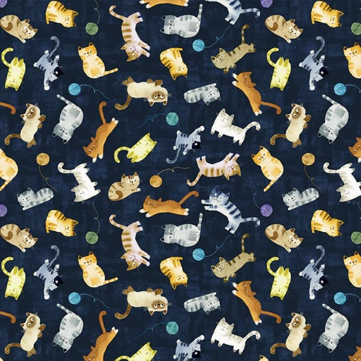 [WF-55001-4] Cats Around Town Playful Companions Navy from Windham Fabrics