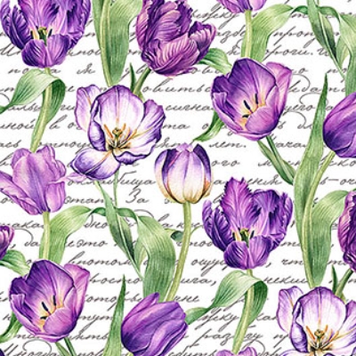[NOR-DP28495-10] Tulip Garden Script Tulips White Multi from Northcott Fabrics