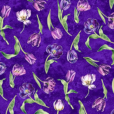 [NOR-DP28496-86] Tulip Garden Mini Tulips Purple Multi from Northcott Fabrics
