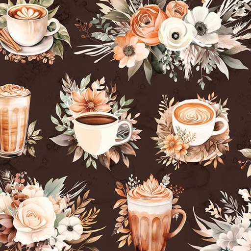 [RB-CD17130-BRWN] Coffee Time Main Brown from Riley Blake Designs