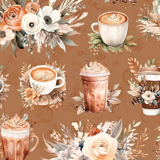 [RB-CD17130-CNNMN] Coffee Time Main Cinnamon from Riley Blake Designs