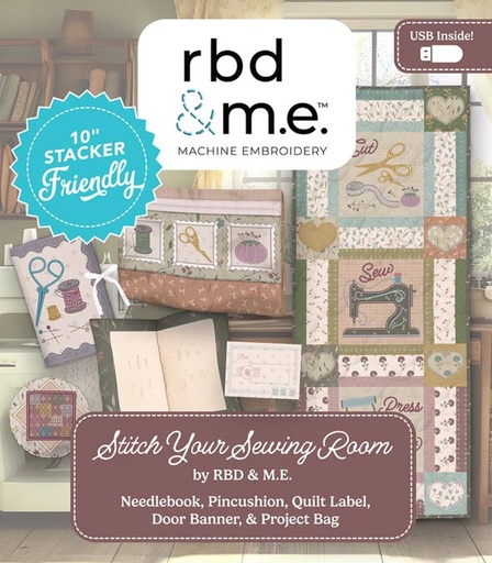 [RB-ME100SS-R26R1] Stitch Your Sewing Room Machine Embroidery Pattern from Riley Blake Designs