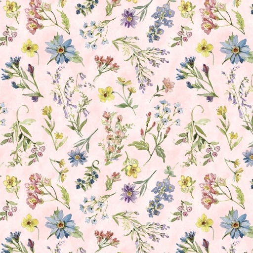 [LUM-W105-023146] Nature's Serenade Wildflower Toss Pink by Susan Winget for Lumin Fabrics