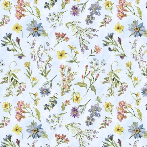 [LUM-W105-023546] Nature's Serenade Wildflower Toss Blue by Susan Winget for Lumin Fabrics