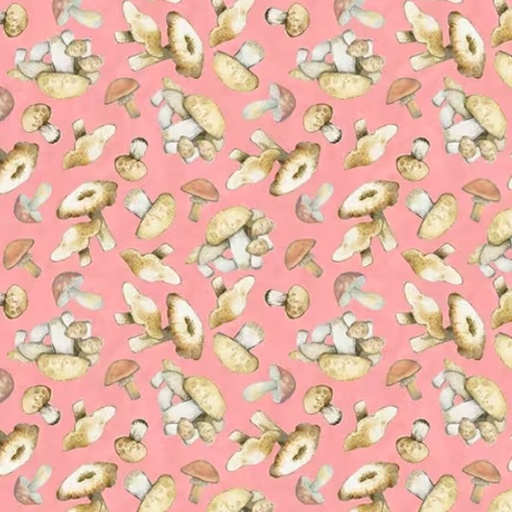 [LUM-W105-025502] Nature's Serenade Mushroom Toss Pink by Susan Winget for Lumin Fabrics