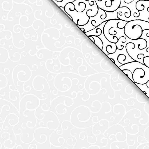 [PB-RAM800730-W] Ramblings 8 Scroll White on White from P&B Textiles