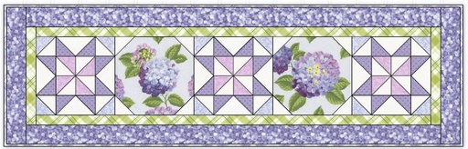 [PP-PatWHyPur] Patchwork Table Runner Purple Hydrangea