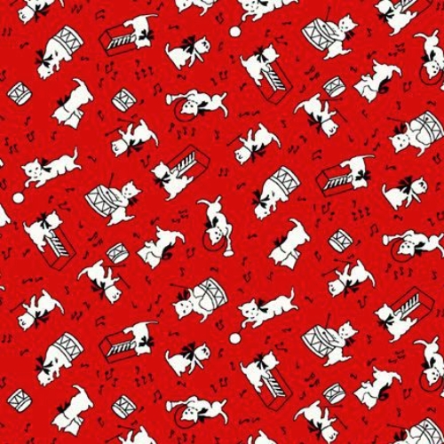 [MF-R351770D-RED] Aunt Grace Goes Bold Cats Red from Marcus Fabrics