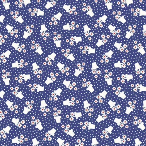 [MF-R351773D-BLUE] Aunt Grace Goes Bold Flower Pots Blue from Marcus Fabrics