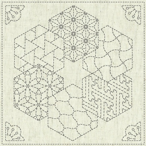 [QH-KF2020-12] Sashiko Cloth Panel Kaza-Guruma 2 by Ky Fujita for QH Textiles
