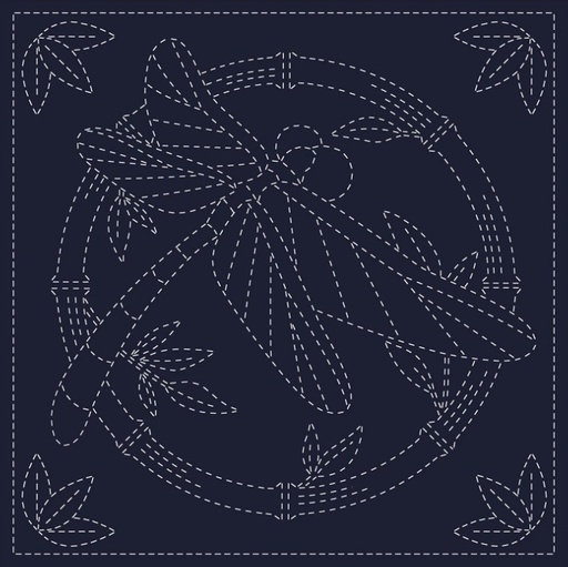 [QH-KF2026-47NV] Sashiko Cloth Panel Summertime Navy by Ky Fujita for QH Textiles