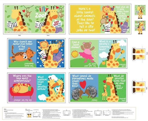 [STE-8835BP-01] Huggable & Loveable Silly Zoo Book Panel by Sandra Magsamen from Studio E