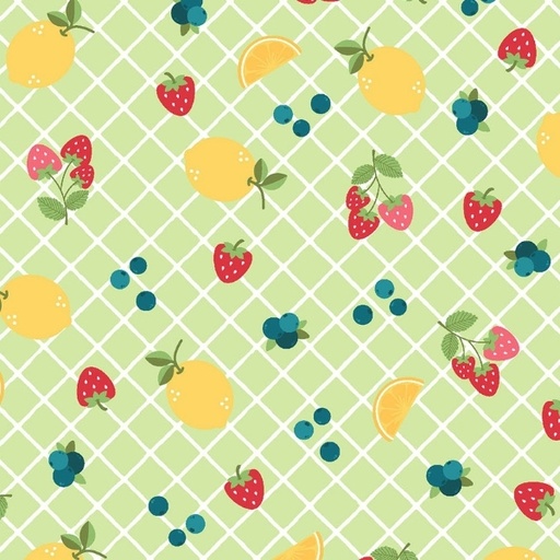 [MAY-11073-G] Sippin' on Sunshine Fruits Green by Kimberbell for Maywood Studios
