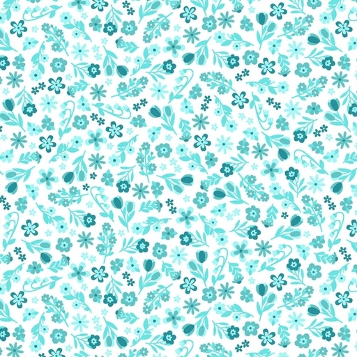 [MAY-11075-Q] Sippin' on Sunshine Tonal Packed Ditsy Aqua Blue by Kimberbell for Maywood Studio