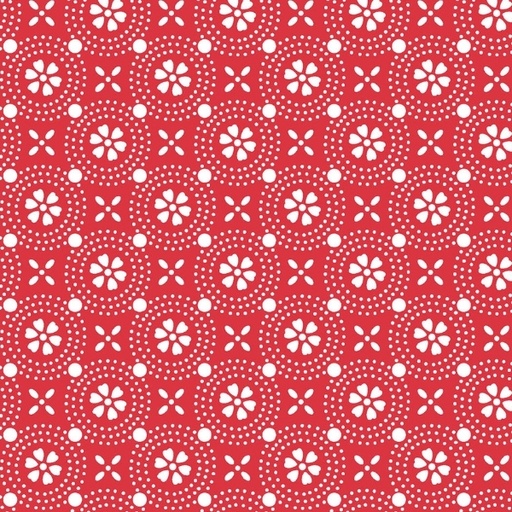 [MAY-8241-RW] Sippin' On Sunshine Dotted Circles Red by Kimberbell for Maywood Studio