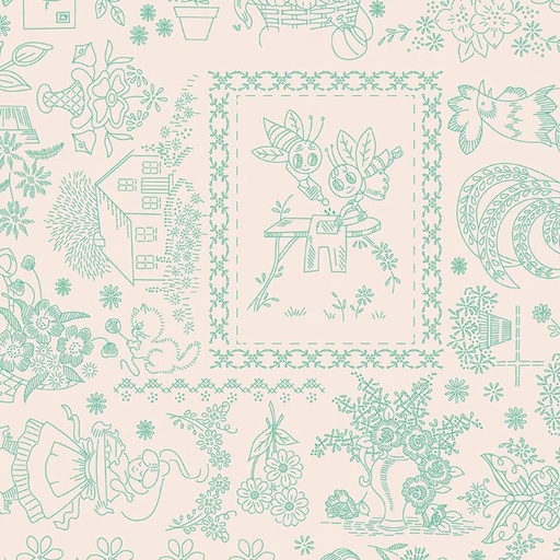 [RB-C17389-LATTE] Berry & Sage Embroidery Latte by Lori Holt for RIley Blake