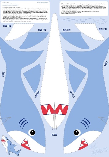 [NOR-MK28862-44] Shark Attack Shark Minky Panel for Northcott Fabrics