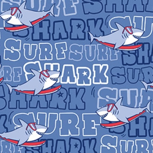 [NOR-28859-44] Shark Attack Shark Surf Blue Multi from Northcott