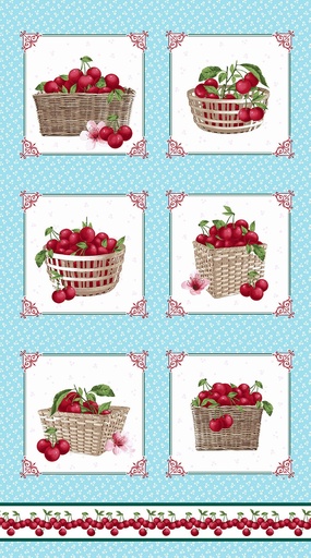 [HG-224B-18] Cherries Baby Blocks Panel Turquoise  from Henry Glass