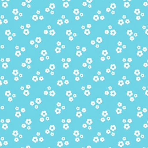 [HG-2219-10] Cherries Baby Tossed Small Flowers White on Turquoise from Henry Glass