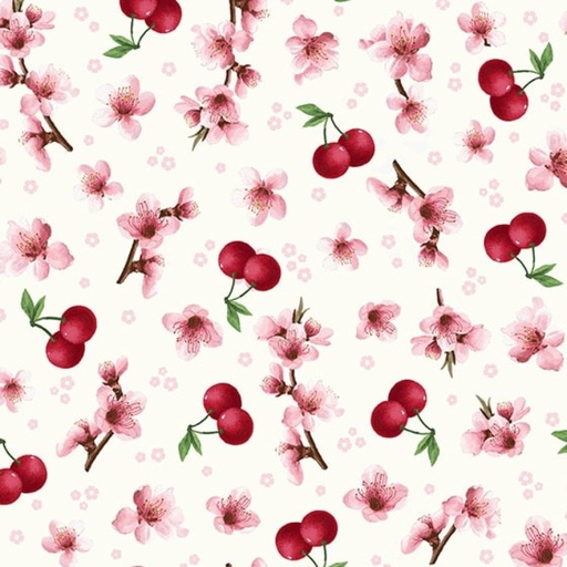 [HG-2220-28] Cherries Baby Blossoms and Cherries Red and Pink from Henry Glass