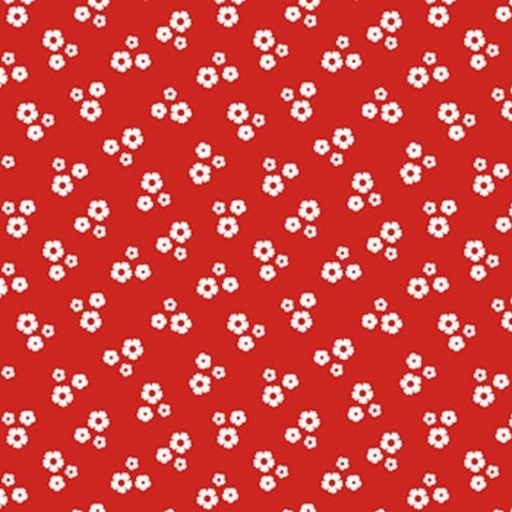 [HG-2219-80] Cherries Baby Tossed Small Flowers White on Red from Henry Glass