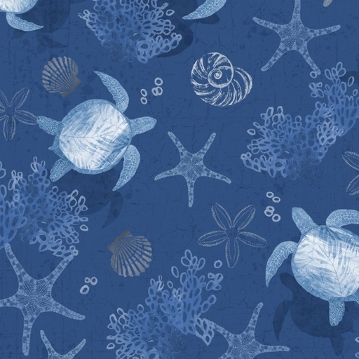 [LUM-W145-003570] Take Me to The Sea Sea Creatures Navy by PDR Studios for Lumin Fabrics